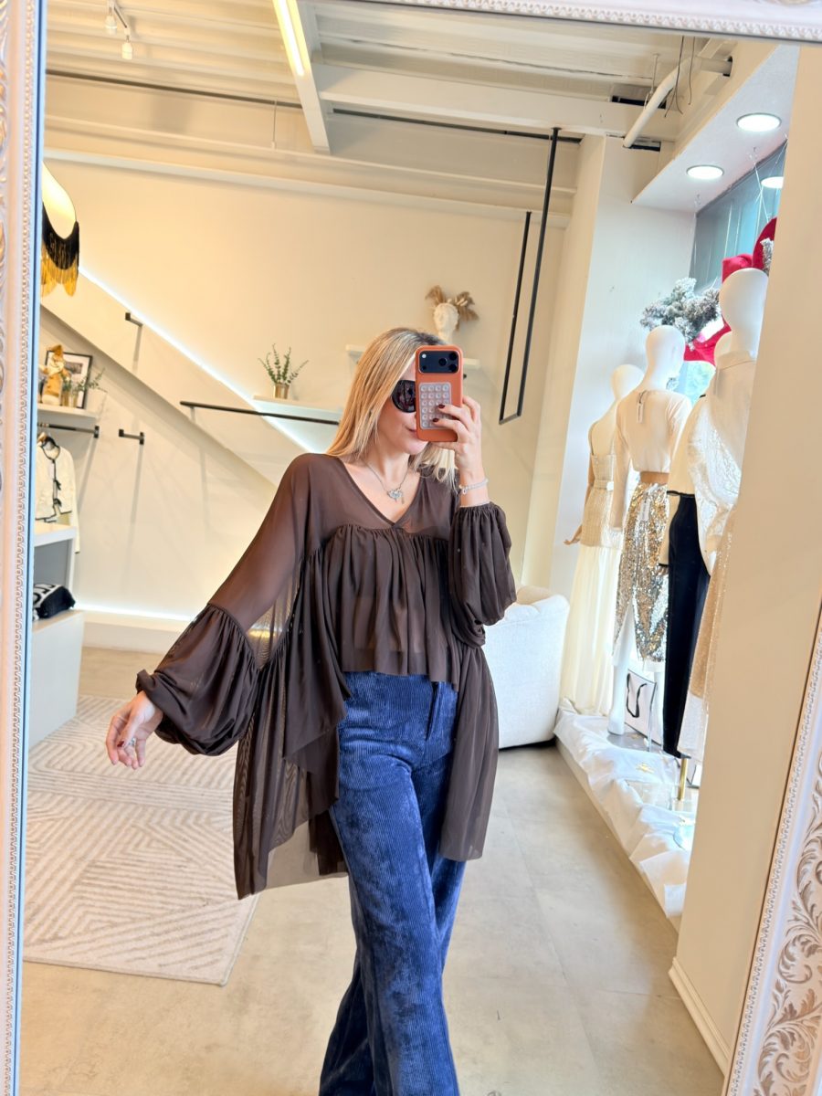 BLUSÓN MESH BROWN MANGA LARGA - Imagen 2