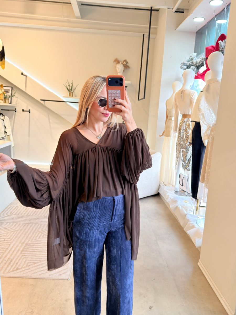 BLUSÓN MESH BROWN MANGA LARGA - Imagen 6