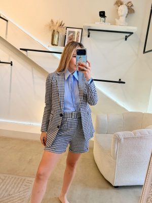 CONJUNTO CUADROS SHORT BLAZER BLUE