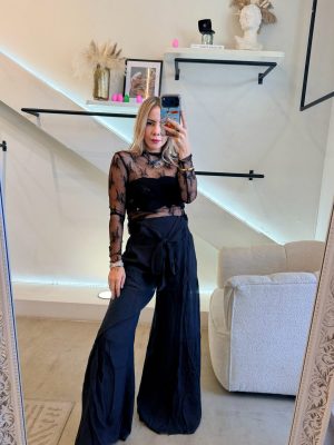 BLUSA LACE MESH BLACK