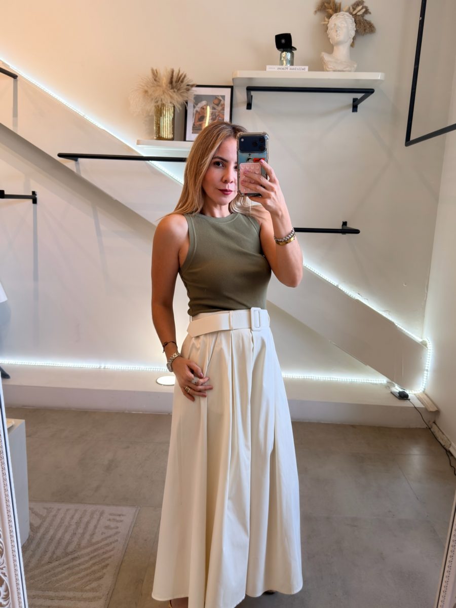 FALDA CREAM CINTURON - Imagen 4