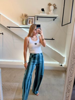 JEANS BARREL RAYAS AZUL