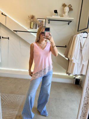 BLUSA PINK ASIMÉTRICA LACE