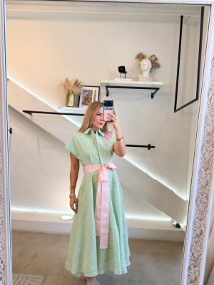 VESTIDO ESPAÑOL CINTURÓN PINK