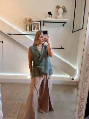 BLUSA CRUZADA LINO OLIVE