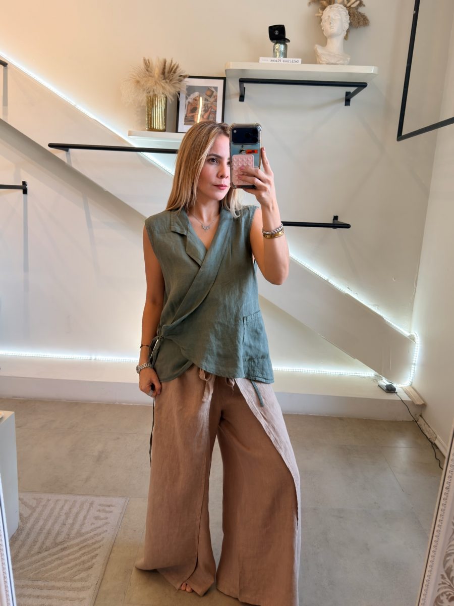 PANTALÓN LINO ITALIA BROWN - Imagen 5