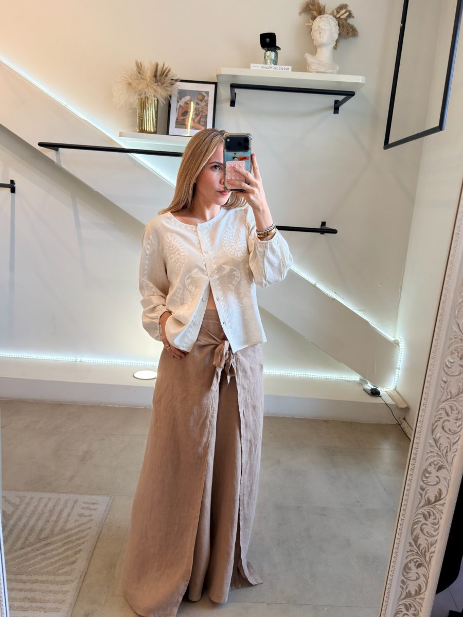 PANTALÓN LINO ITALIA BROWN - Imagen 3