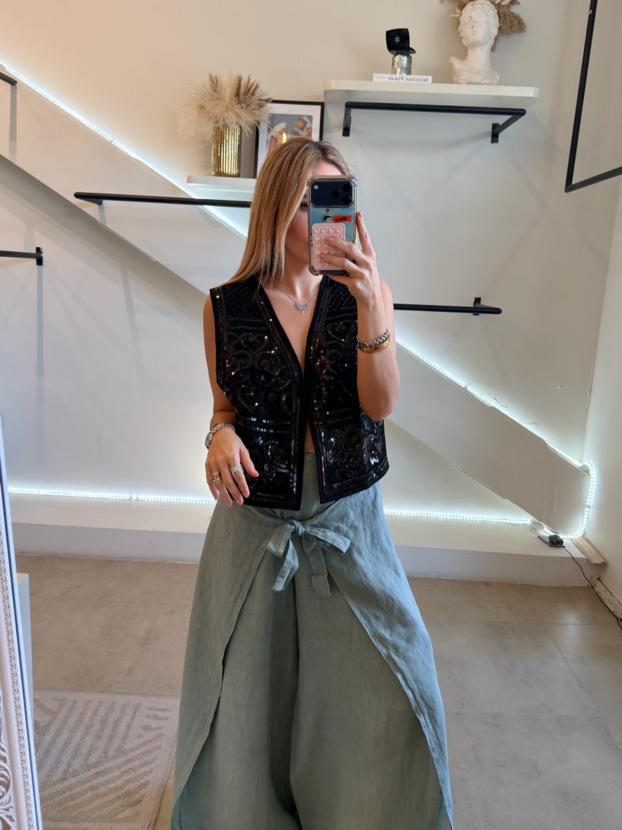 PANTALÓN LINO ITALIA OLIVE - Imagen 4