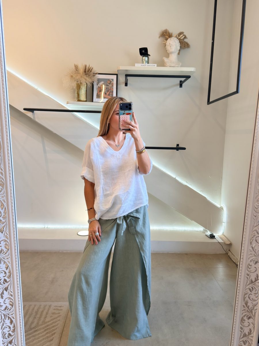 PANTALÓN LINO ITALIA OLIVE - Imagen 3