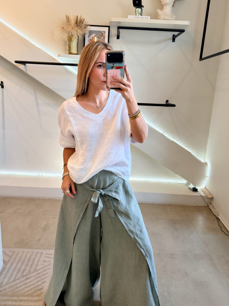 PANTALÓN LINO ITALIA OLIVE