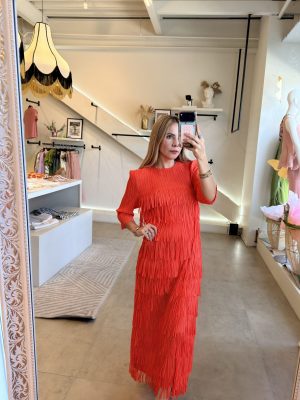 VESTIDO FLECOS ESPAÑOL ORANGE