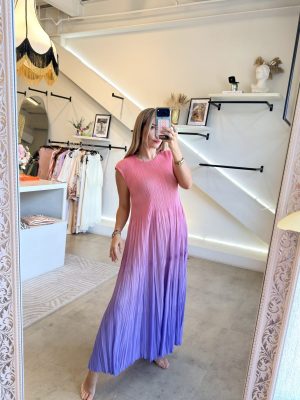 VESTIDO PLISADO BICOLOR LILA