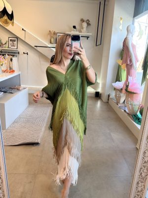 VESTIDO ESPAÑOL VERDE FLECOS