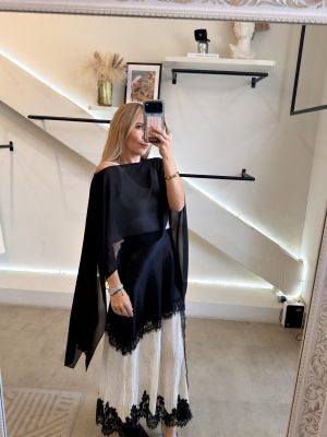 FALDA SATIN BLACK WHITE