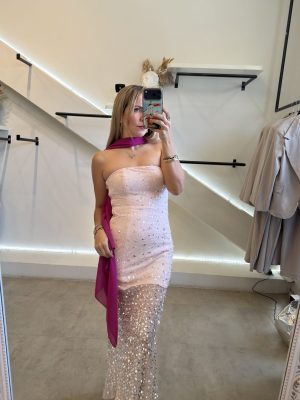 VESTIDO PINK BRILLOS LARGO