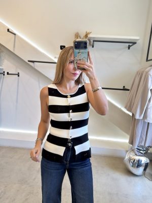 BLUSA CHALECO BLACK WHITE