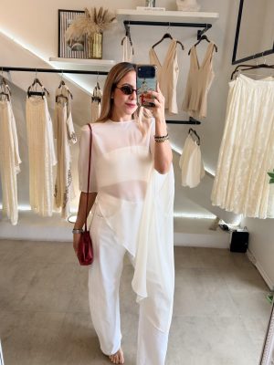 BLUSA CAPA ASIMETRICA BEIGE