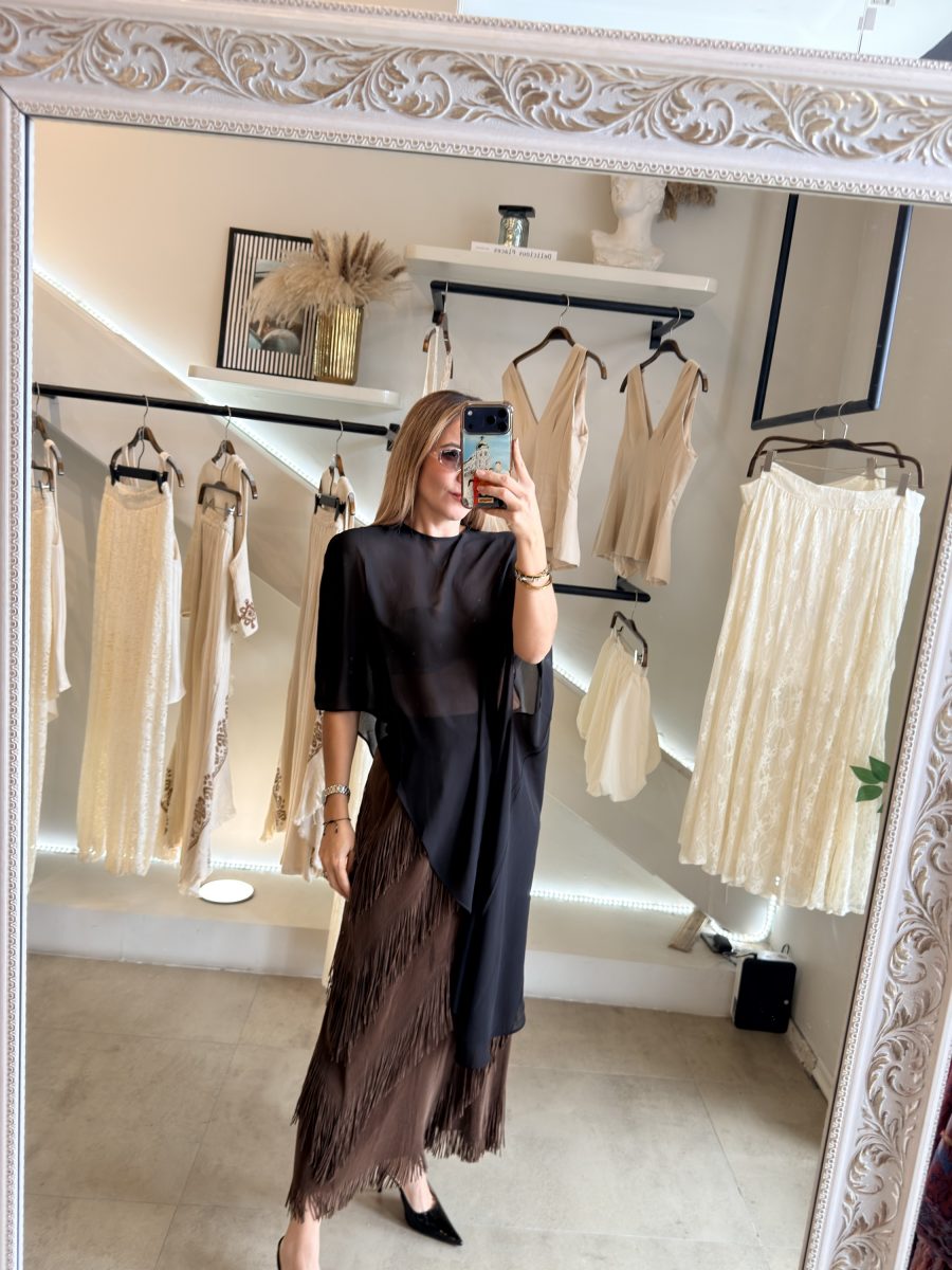 BLUSA CAPA ASIMETRICA BLACK - Imagen 3
