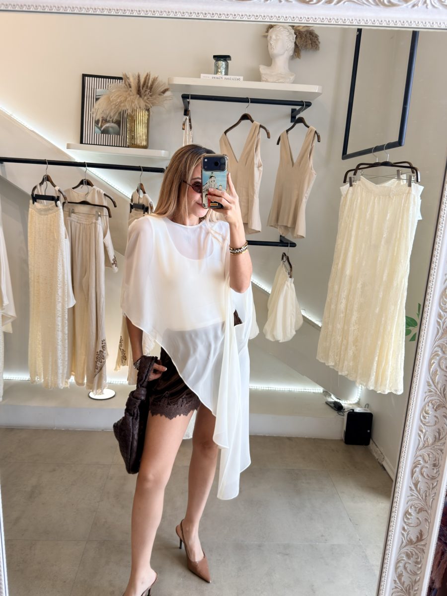 BLUSA CAPA ASIMETRICA BEIGE - Imagen 6