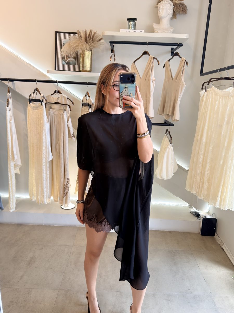 BLUSA CAPA ASIMETRICA BLACK - Imagen 7