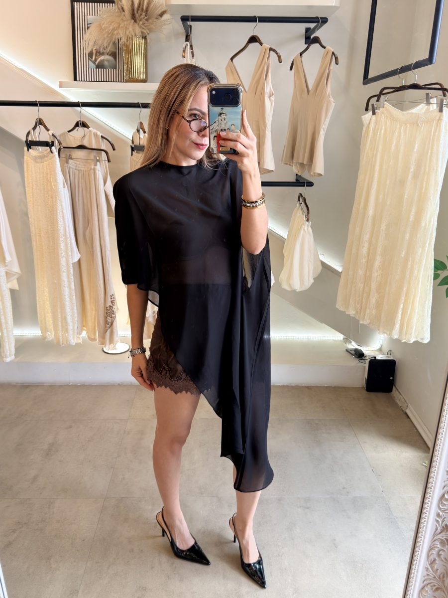 BLUSA CAPA ASIMETRICA BLACK - Imagen 9