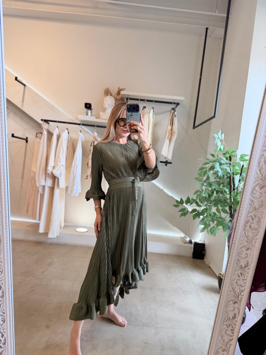 VESTIDO VERDE PLISADO ESPAÑOL - Imagen 5