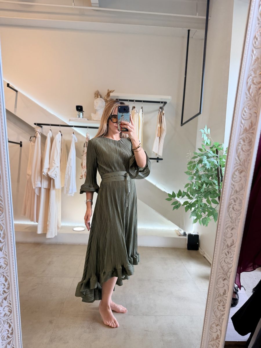 VESTIDO VERDE PLISADO ESPAÑOL - Imagen 6