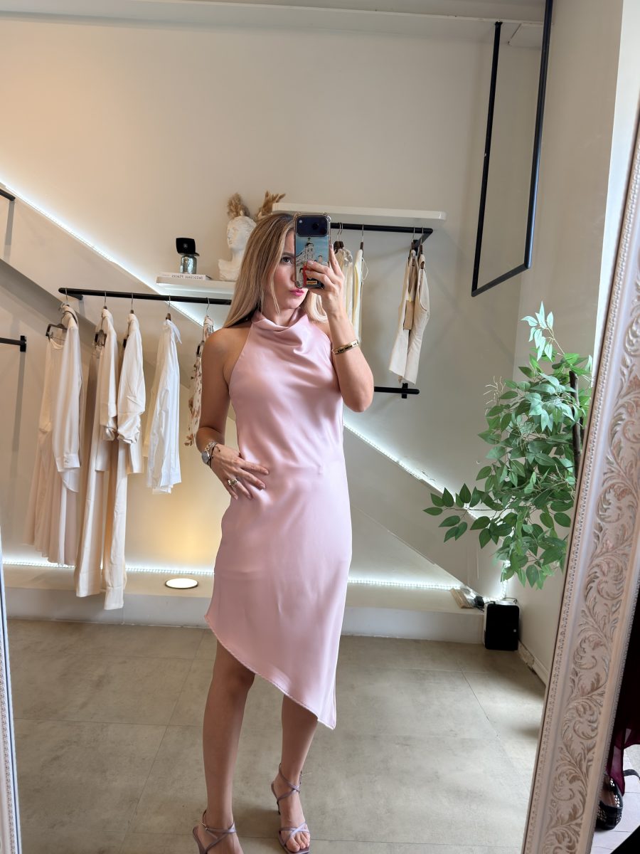 VESTIDO PINK HALTER ASIMÉTRICO - Imagen 8
