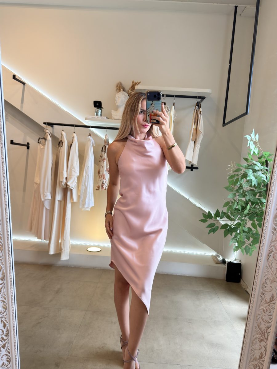 VESTIDO PINK HALTER ASIMÉTRICO - Imagen 3