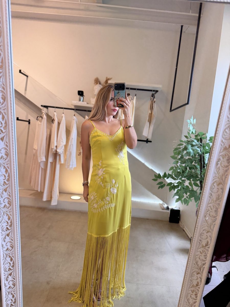 VESTIDO VERDE LIMON BORDADO - Imagen 7