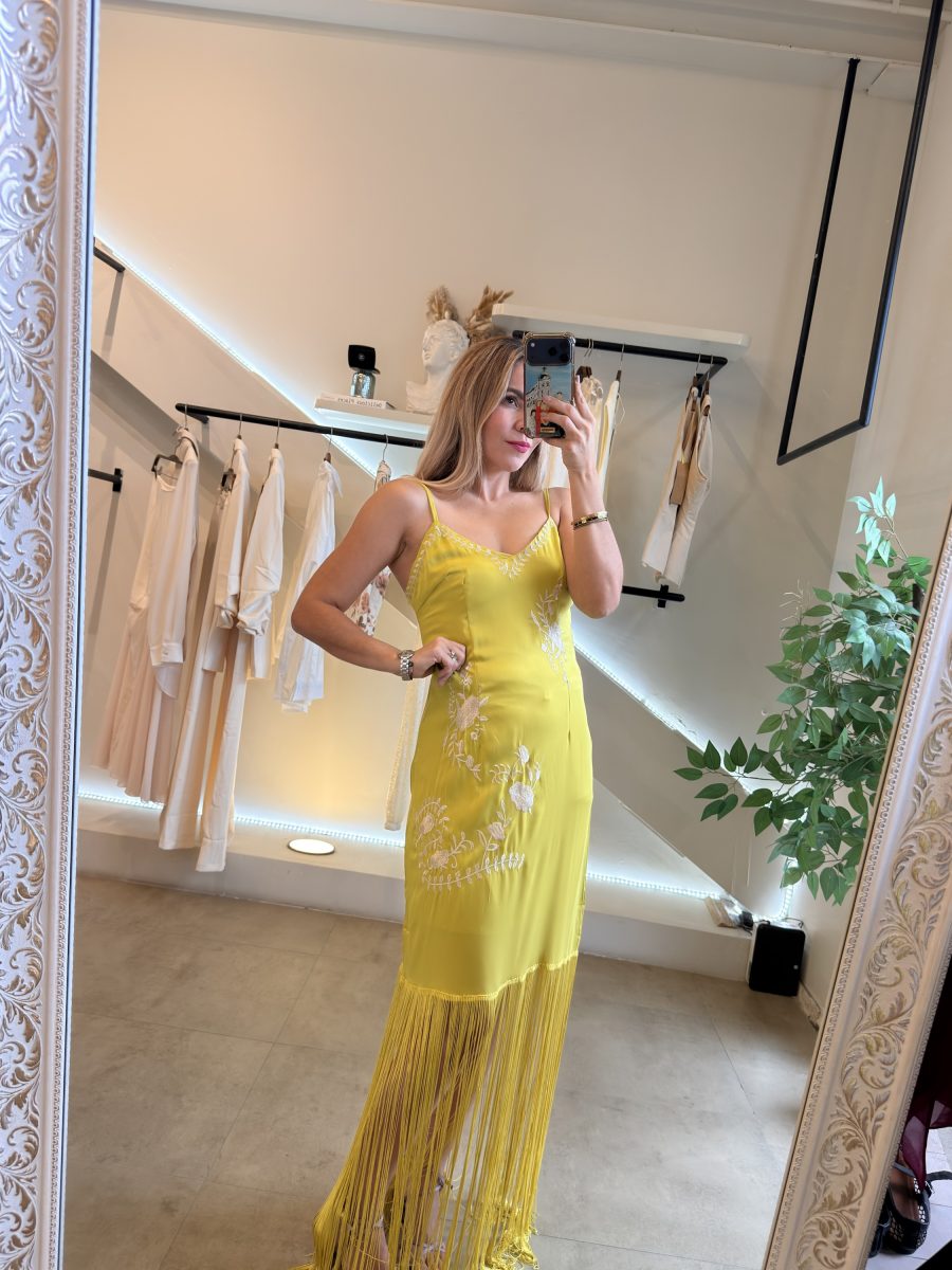 VESTIDO VERDE LIMON BORDADO - Imagen 10