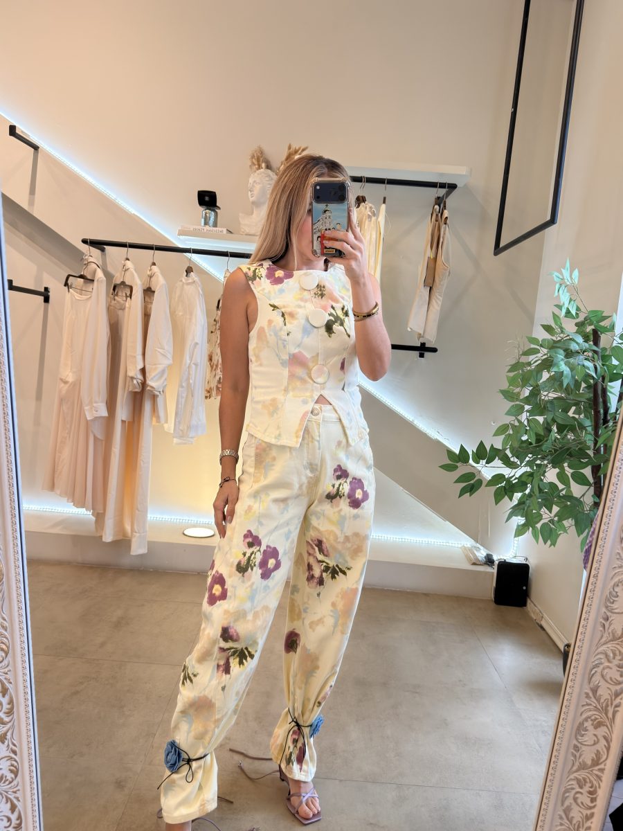 PANTALÓN DENIM FLORES - Imagen 2