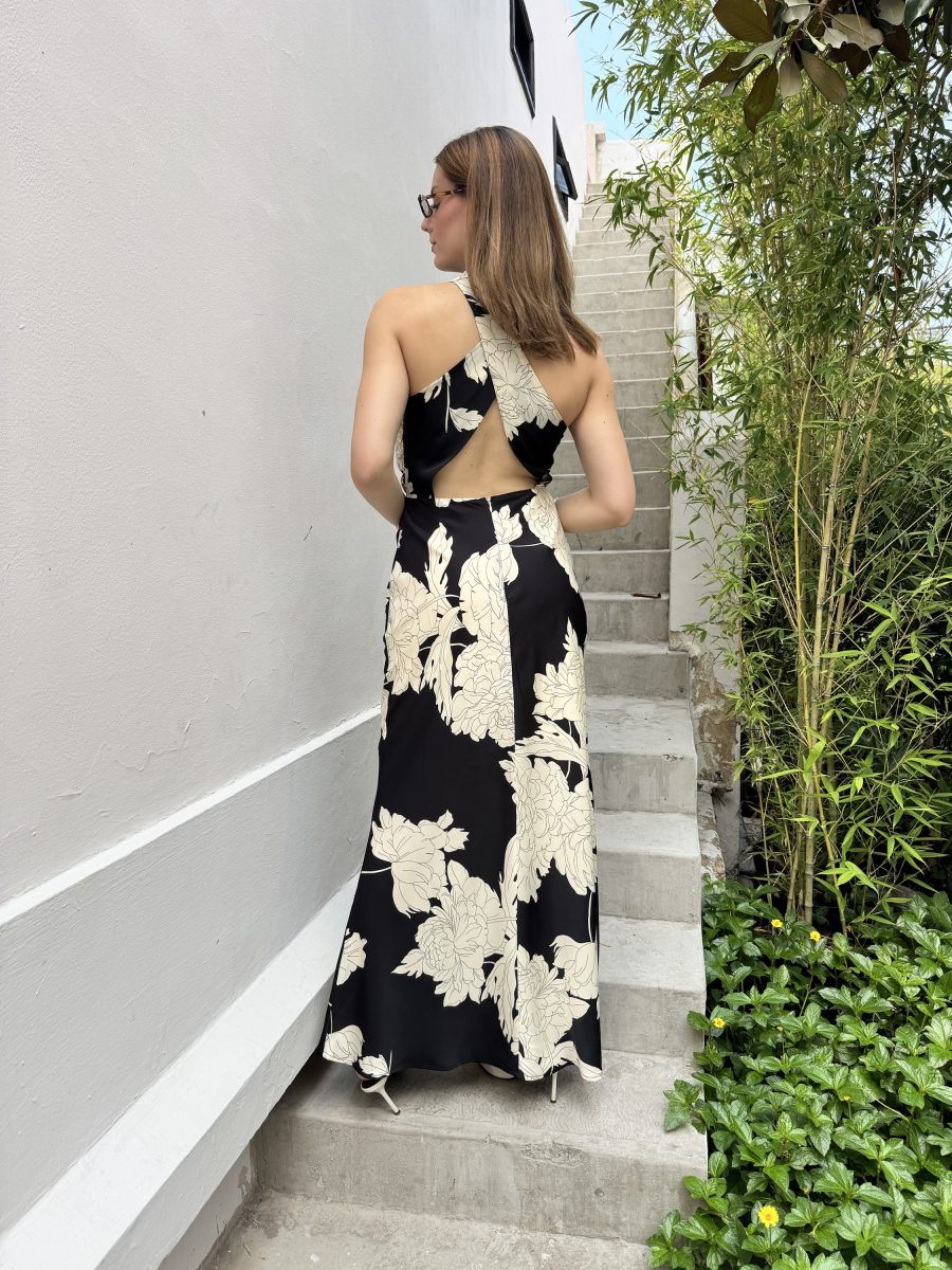 VESTIDO FLORAL BLACK WHITE - Imagen 3