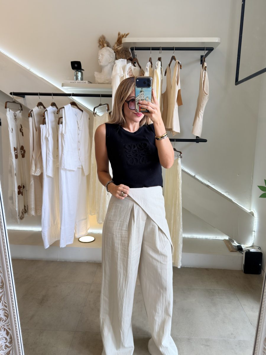 PANTALÓN PARIS ASIMÉTRICO CREAM - Imagen 4