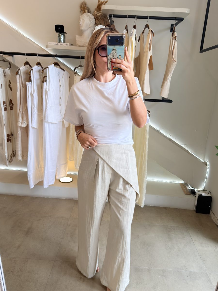 PANTALÓN PARIS ASIMÉTRICO CREAM - Imagen 7