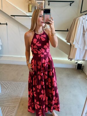 VESTIDO FLORAL PINK BURGUNDY