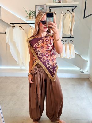 BLUSA ESPAÑOLA BROWN FLECOS