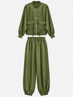 CONJUNTO BOMBER SATIN GREEN