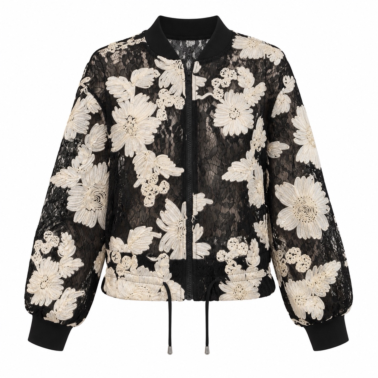 BOMBER JACKET LACE BLACK WHITE