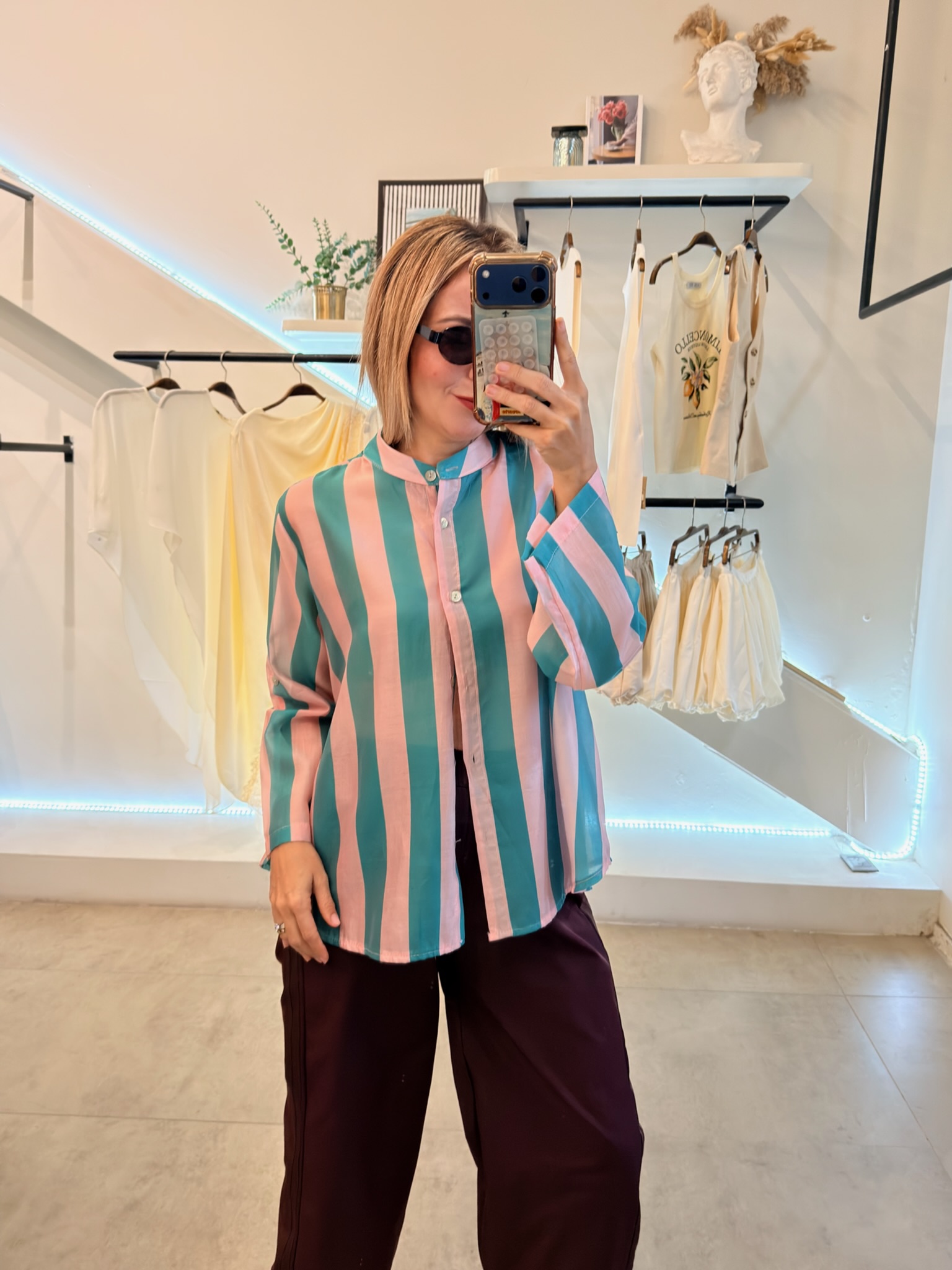 BLUSA LINES PINK AQUA - Imagen 3