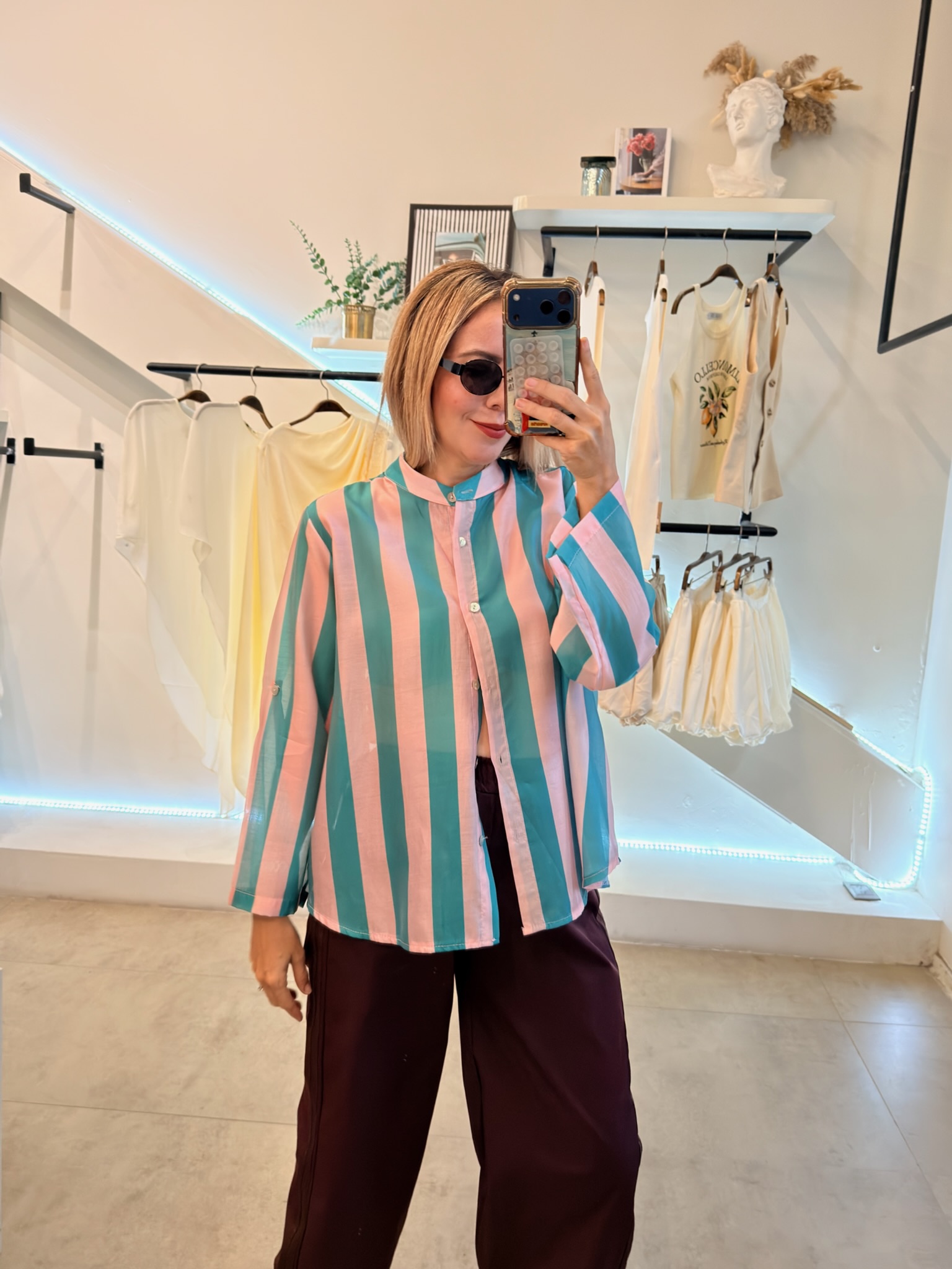BLUSA LINES PINK AQUA - Imagen 4