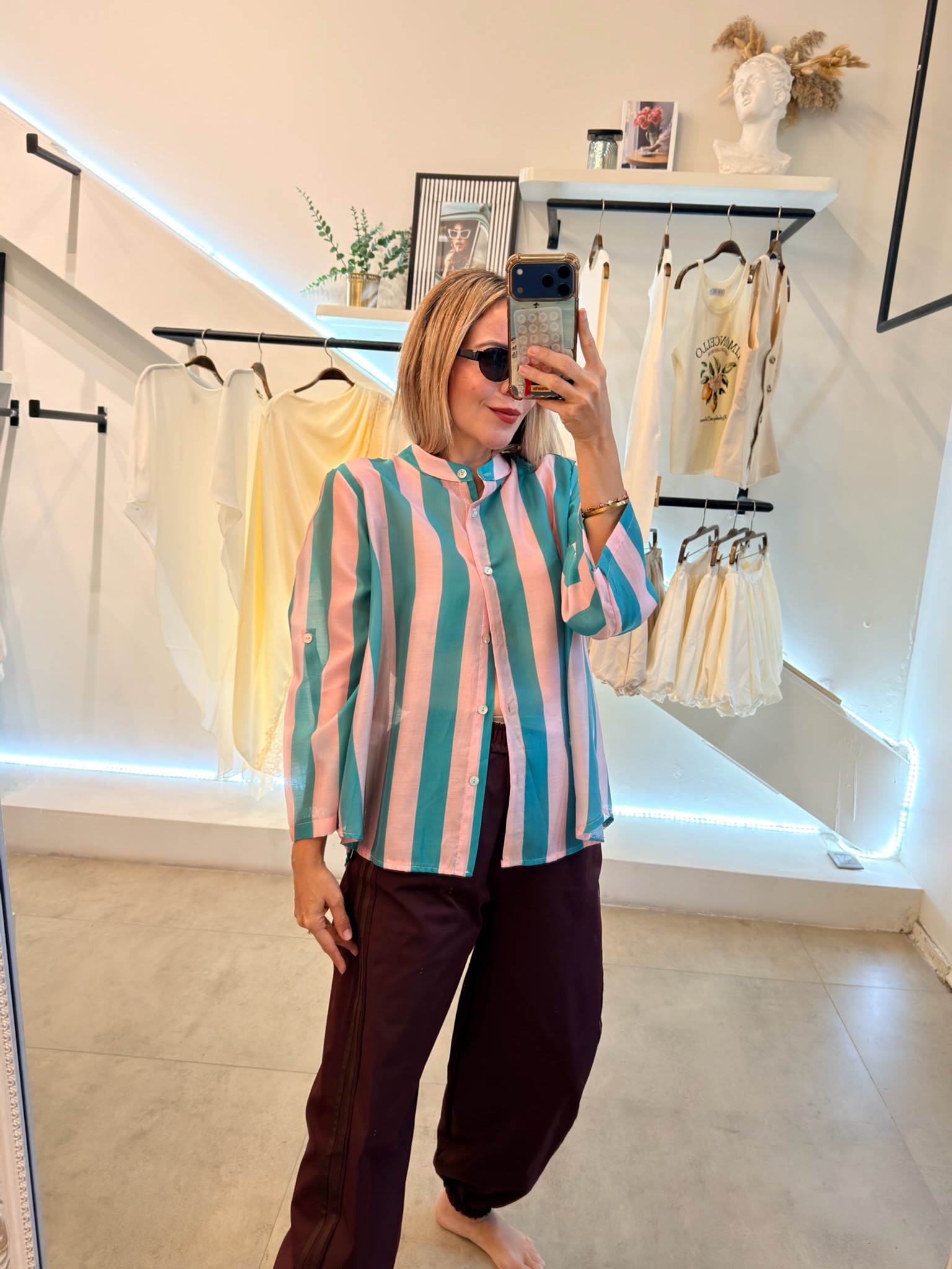 BLUSA LINES PINK AQUA - Imagen 2