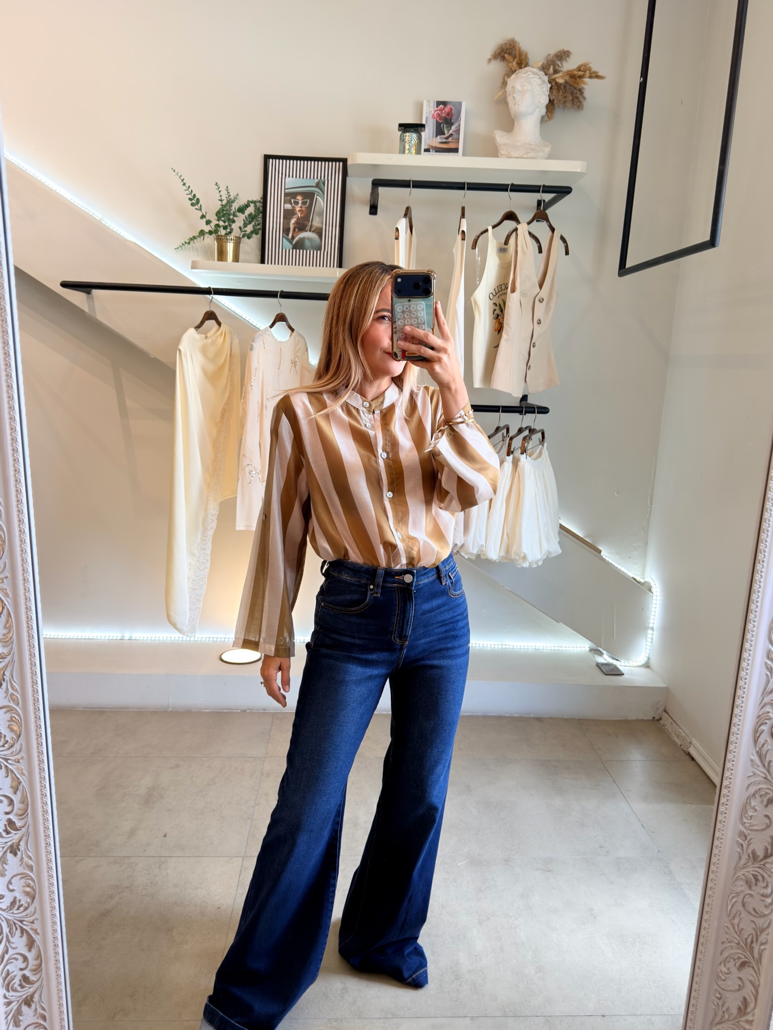 BLUSA LINES WHITE GOLD - Imagen 3