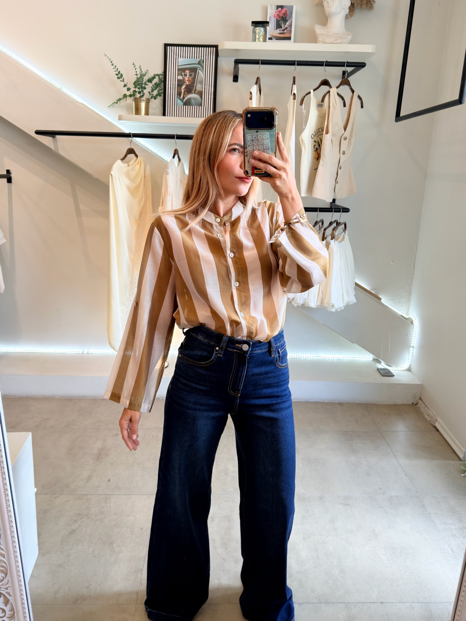 BLUSA LINES WHITE GOLD - Imagen 5