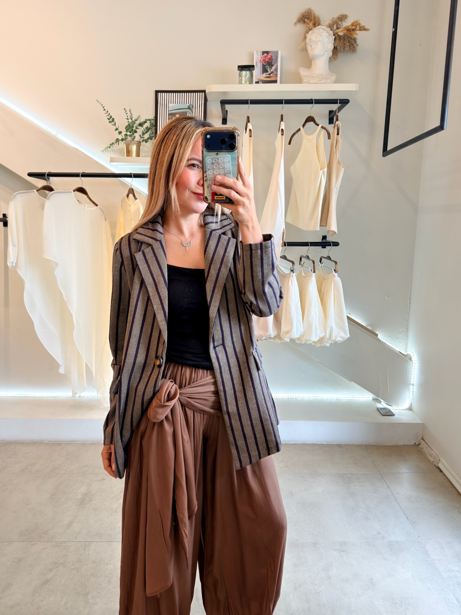 BLAZER BROWN LINES RED