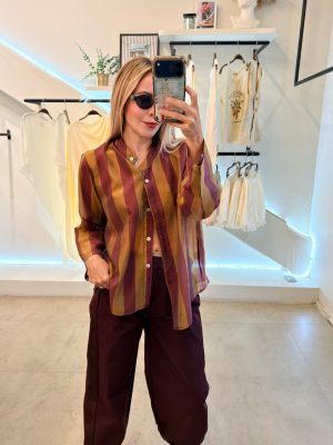 BLUSA LINES GOLD BURGUNDY