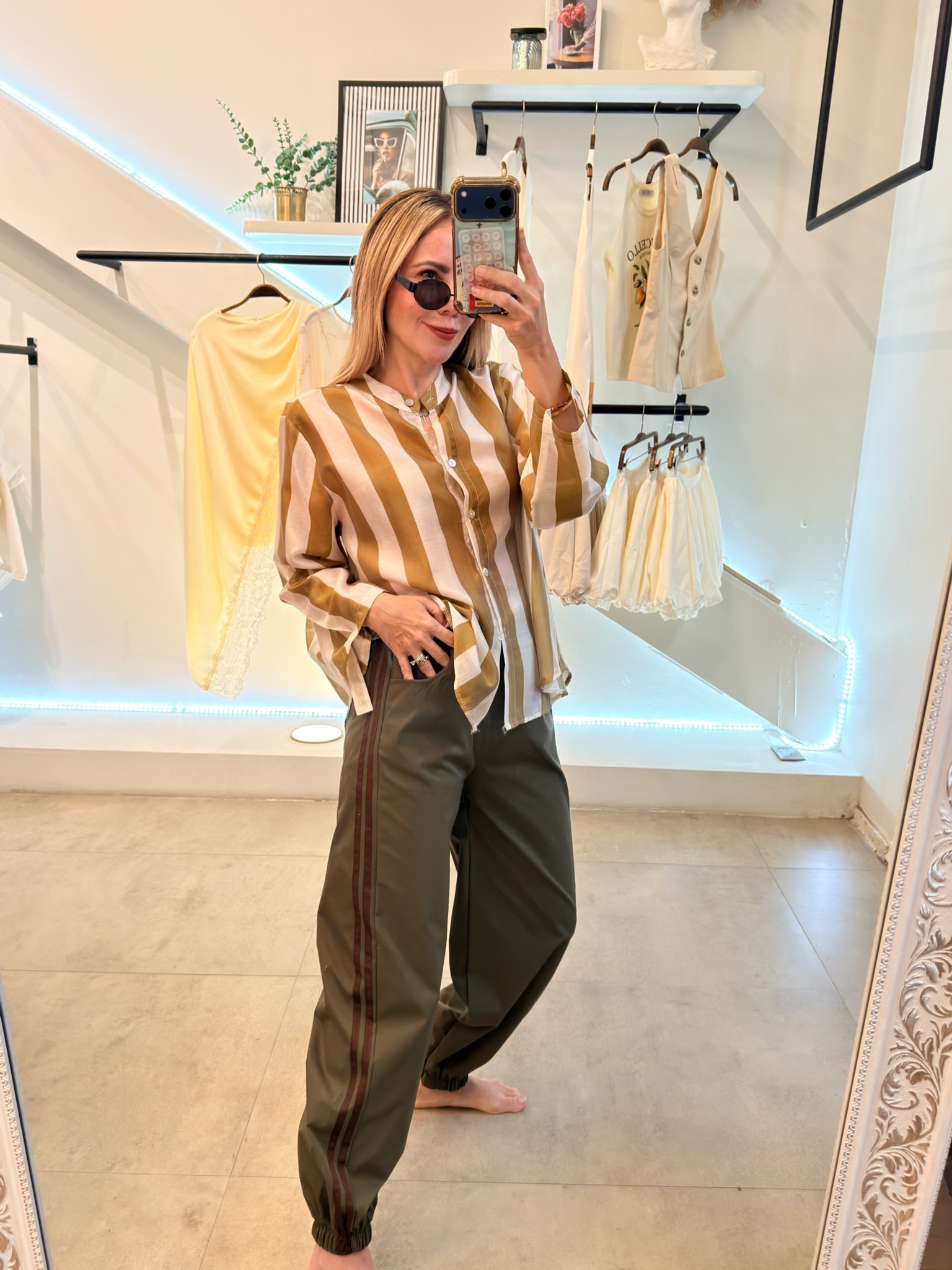 BLUSA LINES WHITE GOLD - Imagen 7