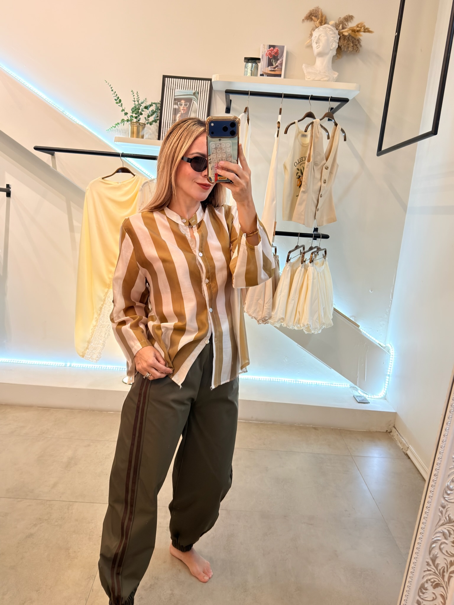BLUSA LINES WHITE GOLD - Imagen 2