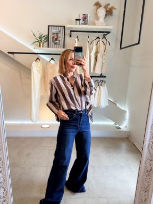 BLUSA LINES BROWN WHITE
