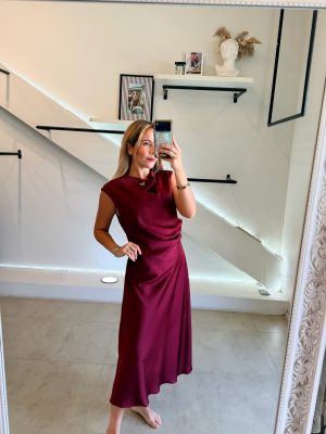 VESTIDO SATIN ITALIANO BURGUNDY